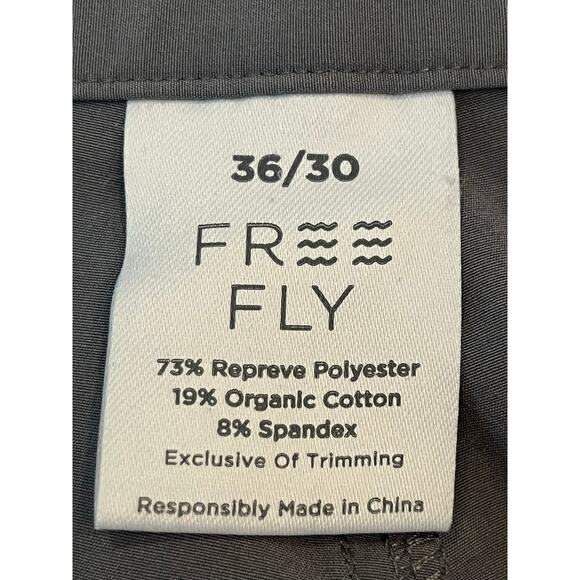 Free Fly Mens Size 36x30 Gray Straight Leg Performance Outdoor Pants Lightweight - Picture 3 of 6